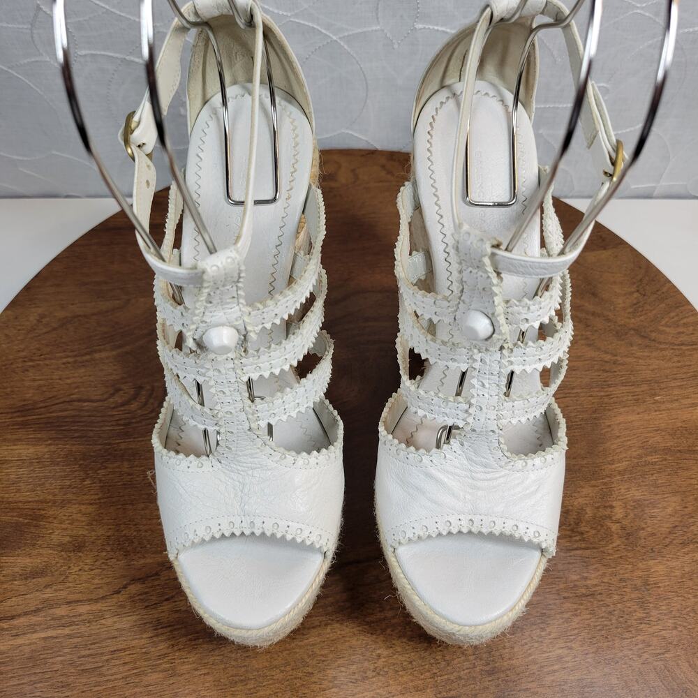 Balenciaga Womens Arena Wedge Sandals 39 US 9 White Strappy Espadrille Platform - Picture 4 of 14